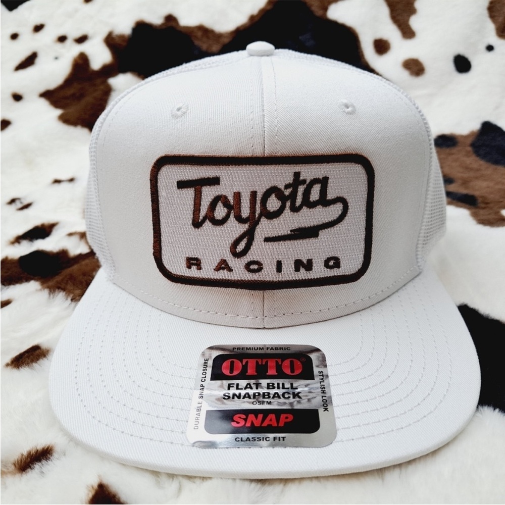 Racing Embroidered Patch Flat Bill Trucker Mesh Snapback Cap…